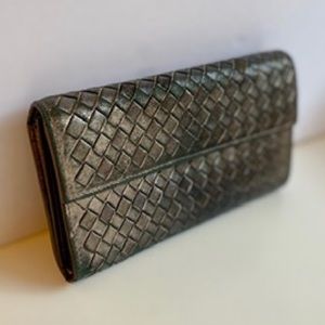 vintage BOTTEGA VENETA wallet black w/ gold wash